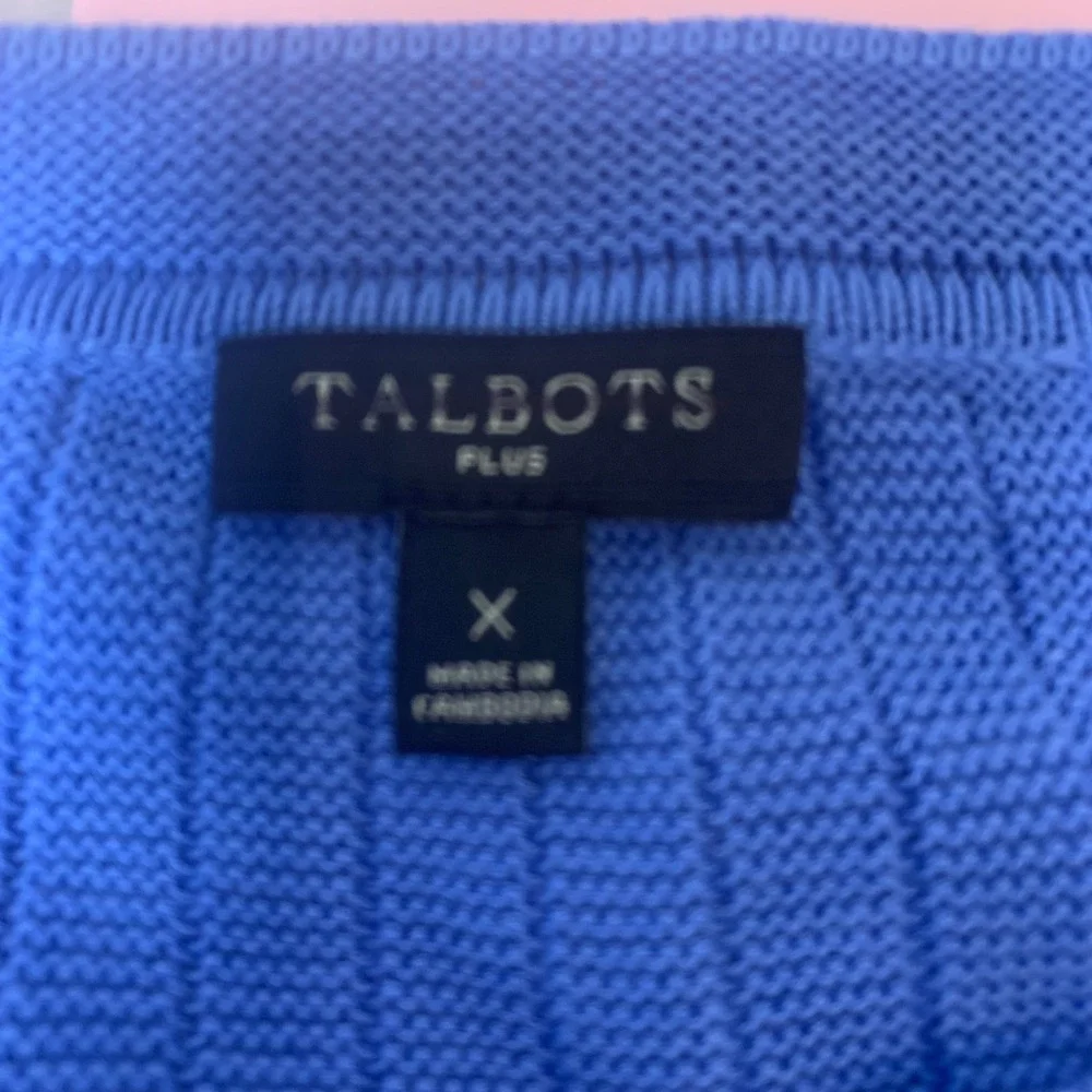 Talbots Tunic Sweater Womens X Blue Excellent Cotton Rayon Side Button Knit